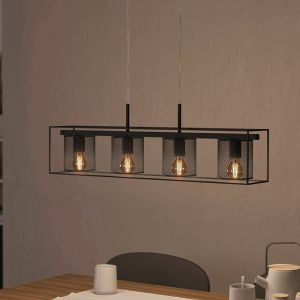 Black industrial pendant light aluminium, Thiemo
