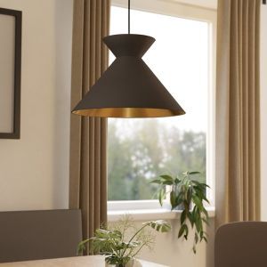 Black industrial pendant light fabric, Jasmine
