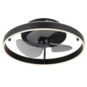 Black modern ceiling fan plastic, Joos, 40W, warm to cold white adjustable LED, with remote control