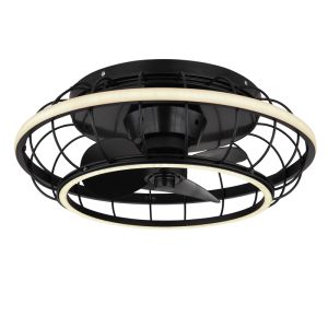 Black industrial ceiling fan metal, Jorne, 30W, warm to cold white adjustable LED, with remote control