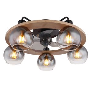 Rustic ceiling fan wood, Jouke, with remote control