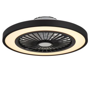 Black modern ceiling fan plastic, Komal, 45W, warm to cold white adjustable LED, with remote control