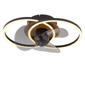 Black design ceiling fan metal, Leif, 24W, warm to cold white adjustable LED, with remote control
