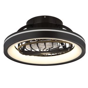 Black modern ceiling fan plastic, Lenard, 40W, warm to cold white adjustable LED, with remote control