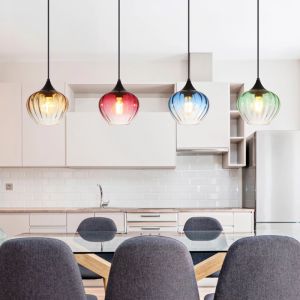 Multicoloured design dining table hanging lamp glass, Herm
