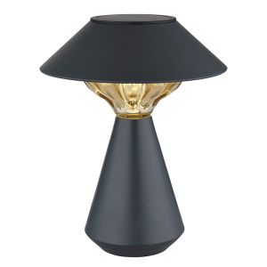 Black modern solar outdoor table lamp plastic, Nasr, 0,06W, 3000K LED, IP44, with switch