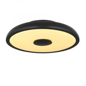 Black modern flush ceiling light plastic, Musica, 18W, adjustable light colour LED, IP44, with remote control