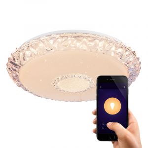White modern smart ceiling light metal, Taylan, 40W, warm to cold white adjustable LED