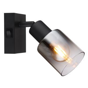 Black modern wall spotlight metal, Norbert, with switch