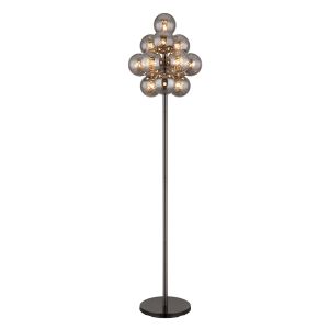 Grey floor lamp smoke glass, Ozan, with switch