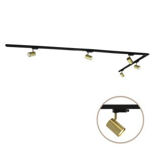 3M brass 1 phase track lighting system with a corner + 5 Elena track spots