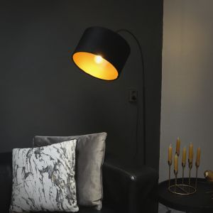 Modern arc floor lamp gold, Urvin, with switch