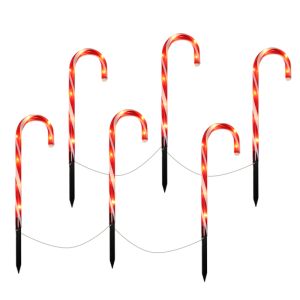 6 candy cane garden plugs, 8 positions, IP44