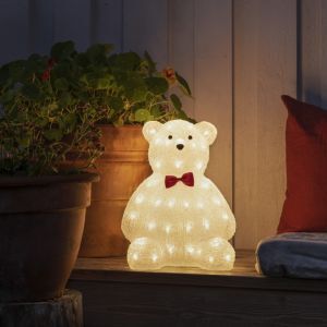 Teddy bear with bow, 38 cm, for indoors and outdoors