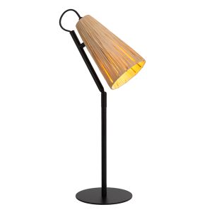 Rattan table lamp brown, Bensen, with switch