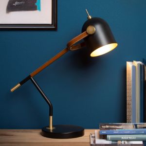 Brown desk lamp retro, Waylon, with switch
