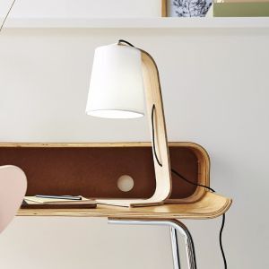 Wood table lamp white, Nordic, with switch