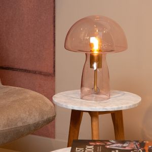 Pink table lamp modern, Fungo, with switch