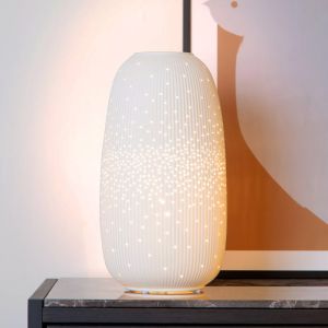 Ceramic table lamp white, Flores, with switch