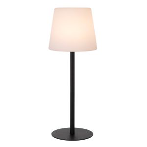 Black rechargeable outdoor table lamp modern, Tyon, 2W, 2700K LED, IP65, with touch dimmer