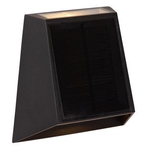 Black solar outdoor wall light modern, Luton, 1W, 2700K LED, IP54
