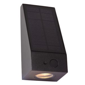 Black solar outdoor wall light modern, Irwin, 2W, 2700K LED, IP54