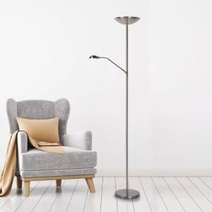 Chrome reading floor lamp modern, Zenith, 20W, 3000K LED