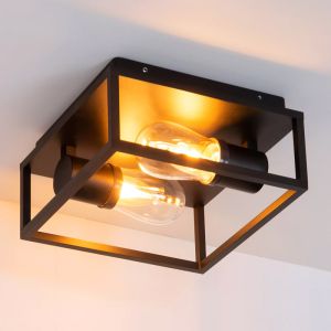 Black flush ceiling light modern, Carlyn, IP54