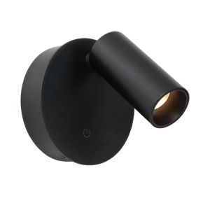 Black rechargeable wall light modern, Toni, 2W, 2700-4000K, with touch dimmer