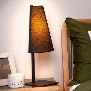 Black table lamp fabric, Gregory, with switch