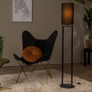 Black floor lamp rustic, Herman, with switch