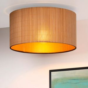 Rattan flush ceiling light brown, Magius