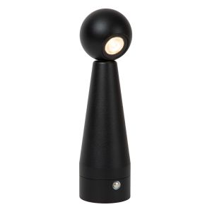 Black rechargeable table lamp modern, Ipsos, 3W, dim to warm LED, with touch dimmer
