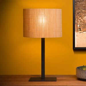 Rattan table lamp brown, Magius, with switch