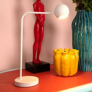 White rechargeable table lamp modern, Comet, 3W, 2700K LED, with touch dimmer