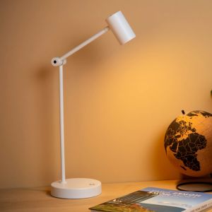 White rechargeable table lamp modern, Tipik, 3W, 2700K LED, with touch dimmer