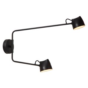 Black rechargeable wall light rustic, Milne, 6W, 2700K LED, with touch dimmer
