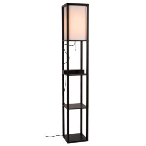 Black floor lamp modern, Menno, with pull switch