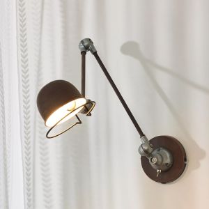 Rust Coloured wall light industrial, Honore, with switch
