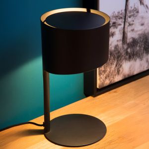 Black table lamp modern, Knulle, with switch