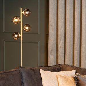 Golden floor lamp retro, Tycho, with switch