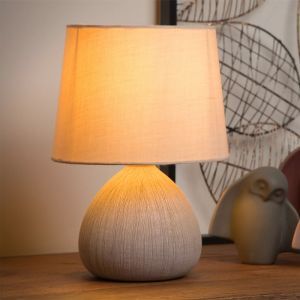 Ceramic table lamp beige, Ramzi, with switch