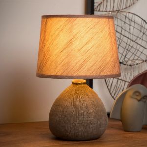 Ceramic table lamp brown, Ramzi, with switch