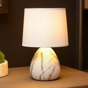 Ceramic table lamp white, Marmo, with switch