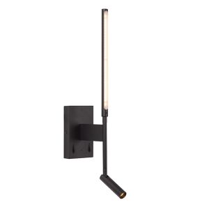 Black wall light modern, Finan, 6W, 2700K LED, with switch