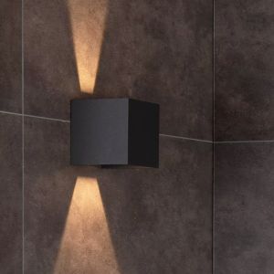 Black up down wall light modern, Axi, 6W, 2700K LED, IP54