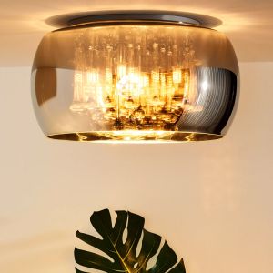 Chrome flush ceiling light modern, Pearl