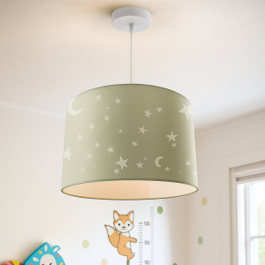 Fabric kids pendant light green, Stars