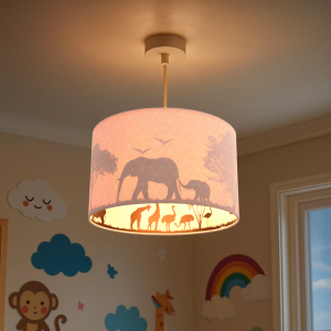 Fabric kids pendant light pink, Safari