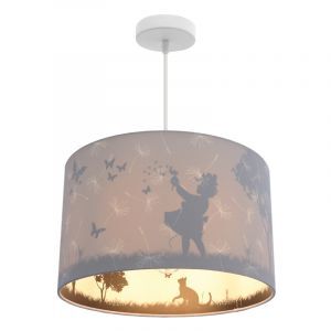 Fabric kids pendant light grey, Butterfly